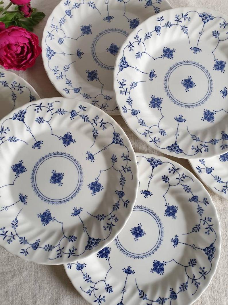 Old Flat plates X6 motif "Royal Copenhagen" in retro earthenware