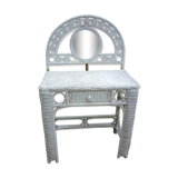 Vintage white rattan dressing table 60s-70s
