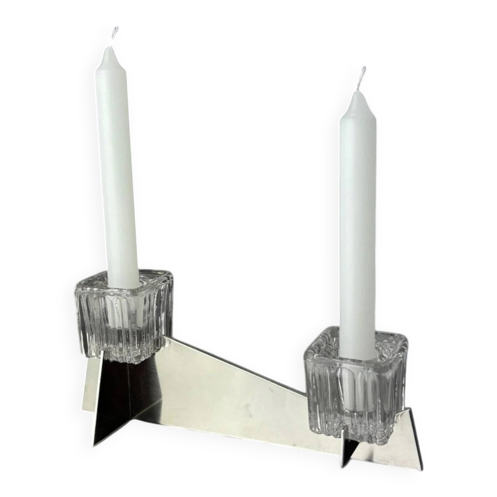 Peill & Putzler candlestick, glass and metal, Germany, 1970s