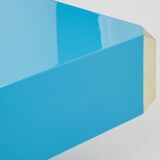 Coffee table by Willy Rizzo model Alveo blue lacquered brass 1970