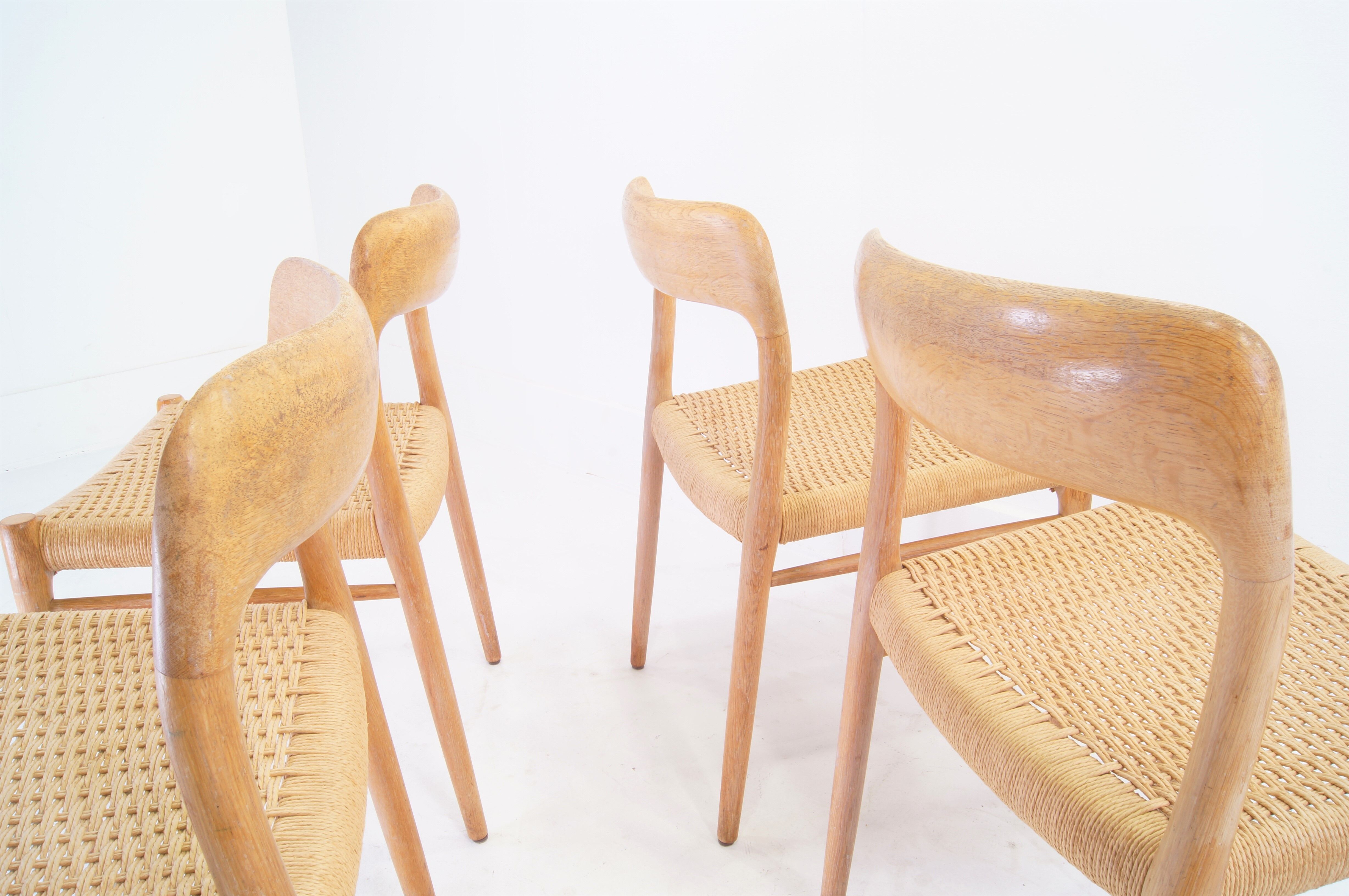 4 chairs by Niels Otto Moller, model 75 for J.L. Mollers Mobelfabrik