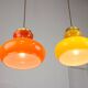 Mid-century italian glass & brass pendant lamps, set of 2