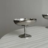 Set of 6 shiny stainless steel footed bowls