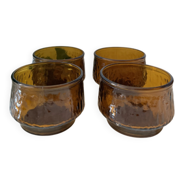 Mid Century amber-coloured bowls Arcoroc Sierra