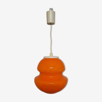 Suspension en opaline orange des années 60/70