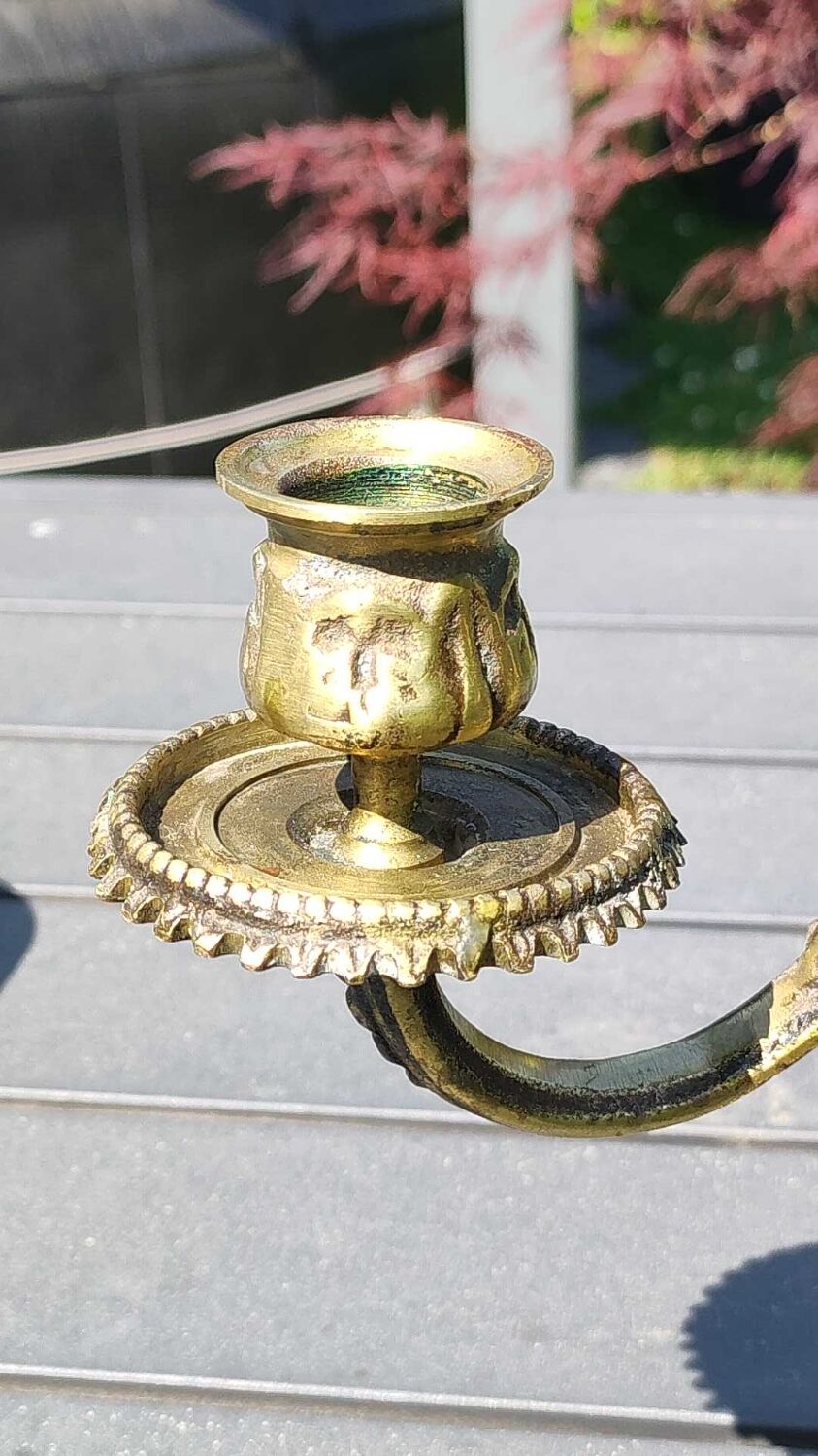 Chandelier 3 arms bronze old gold patinated