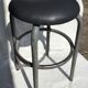 Industrial stool seat dark grey leather