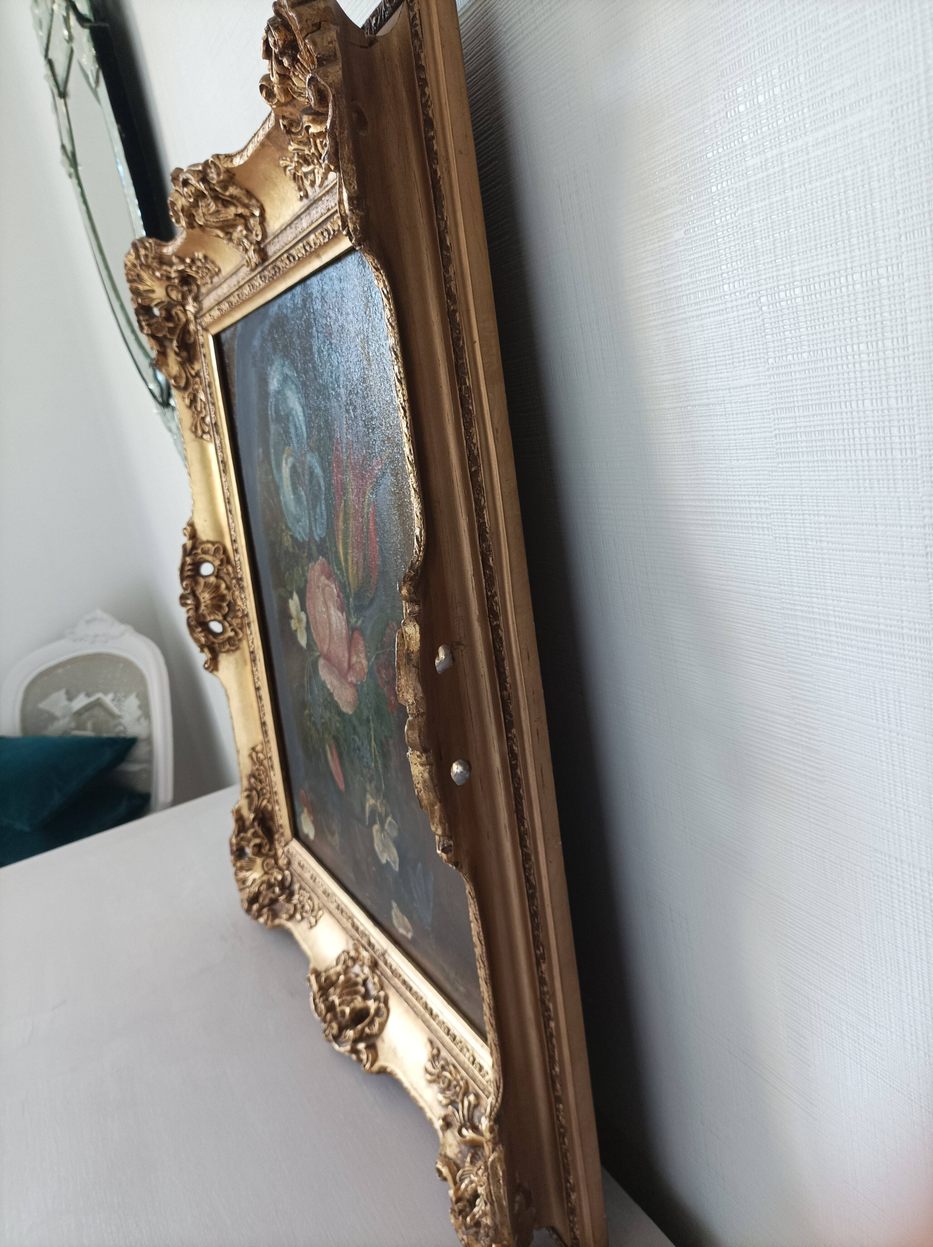 Oil painting on old canvas