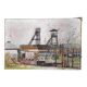 French vintage oil painting on canvas of a mine, signed M. L. Bertin Eustache