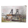 French vintage oil painting on canvas of a mine, signed M. L. Bertin Eustache