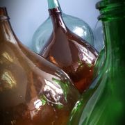 Demijohn 10L round dark brown blown glass