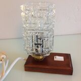 Lamp bedside vintage cut glass and wood base