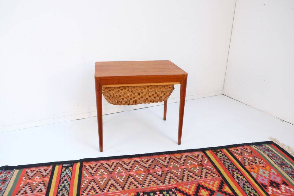 Mid-20th century Danish sewing table/side table in teak, Haslev Hansen
