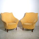 Pair of yellow vintage armchairs