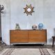 Enfilade 2 sliding doors in teak feet vintage chrome