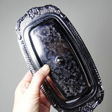 Silver-plated/inox vintage butter dish from the 1960s-1980s in Rococo style.