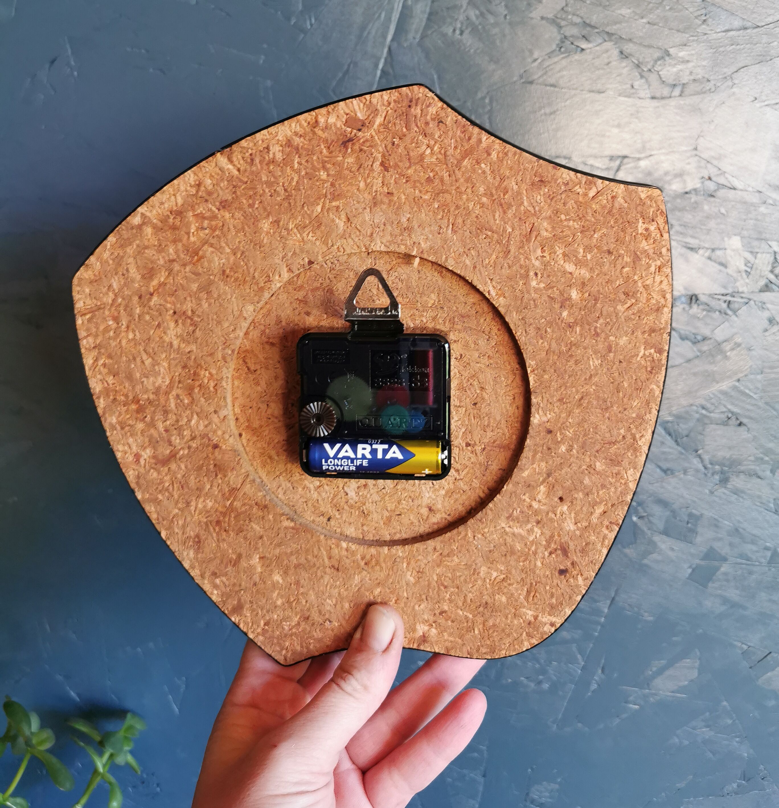 Vintage formica clock asymmetrical silent wall clock "Red Junghans"