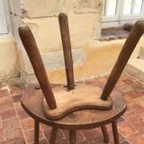 Brutalist wooden stool table set