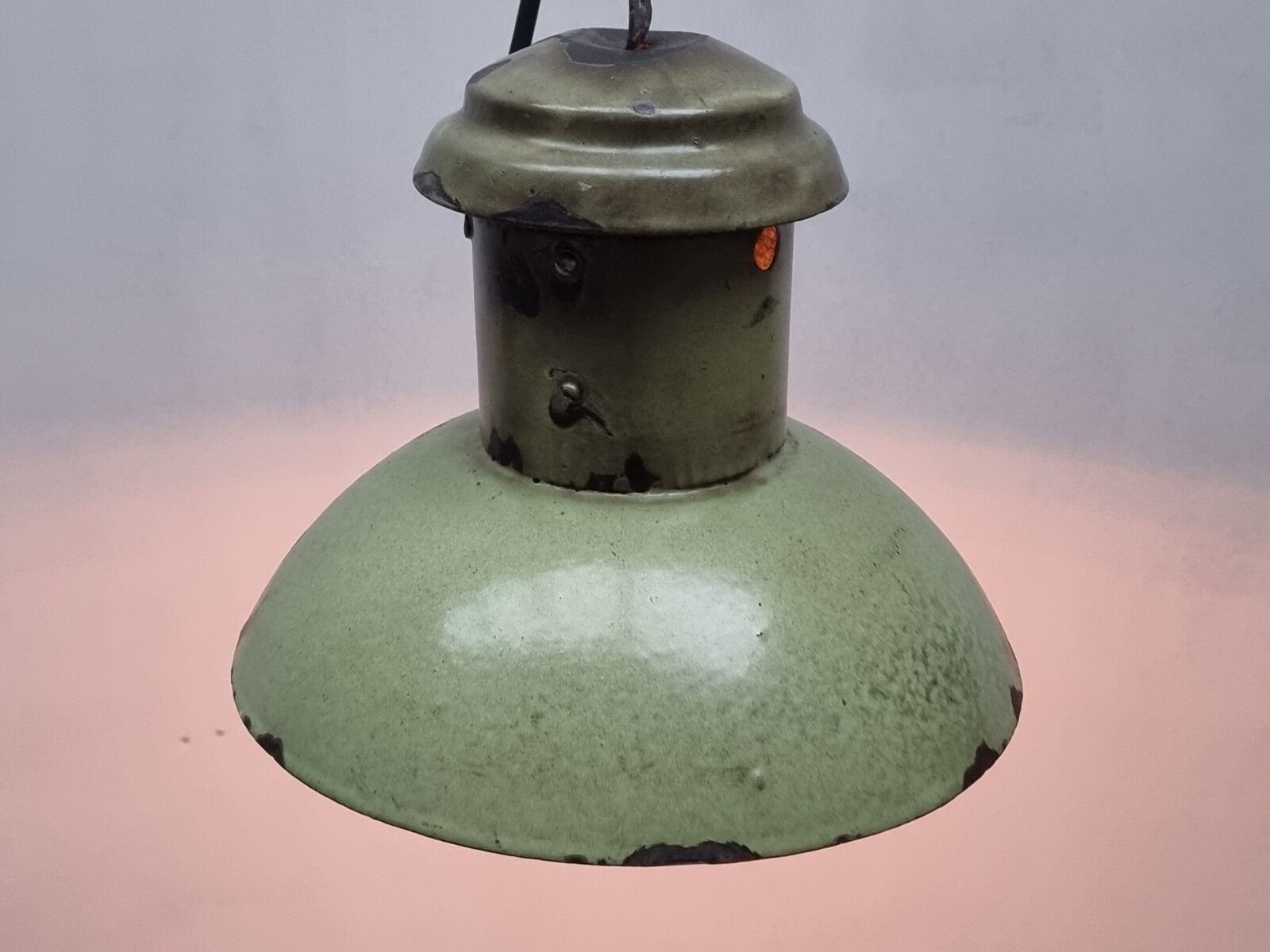 Old street lamp soft green enamel hanging lamp