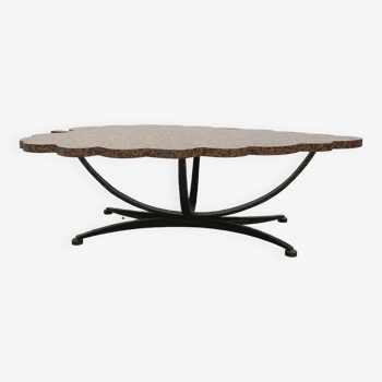 Granite and hammered wrought iron coffee table