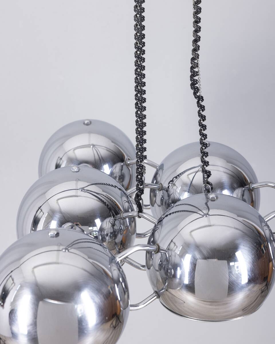 Vintage 1970s chrome-plated chandelier designed by Goffredo Reggiani