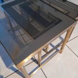Set of 3 vintage smoked glass nesting tables