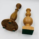 Pair of wooden candle holders