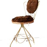 Vintage chocolate brown velvet chair 1960