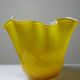 Fazzoletto vase in blown Italian glass, yellow opaline lined, Murano 1960-70.