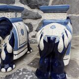 Pair of ceramic elephant side tables