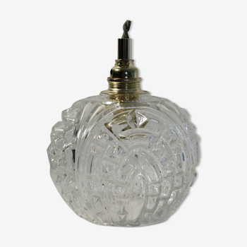 Baladeuse vintage globe verre clair ciselé - électrifié à neuf
