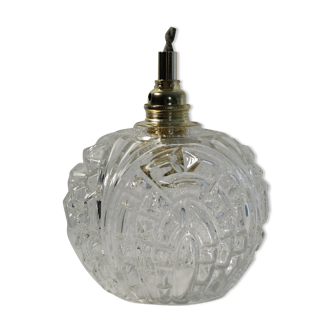 Vintage carved clear glass globe walker - electrified to nine