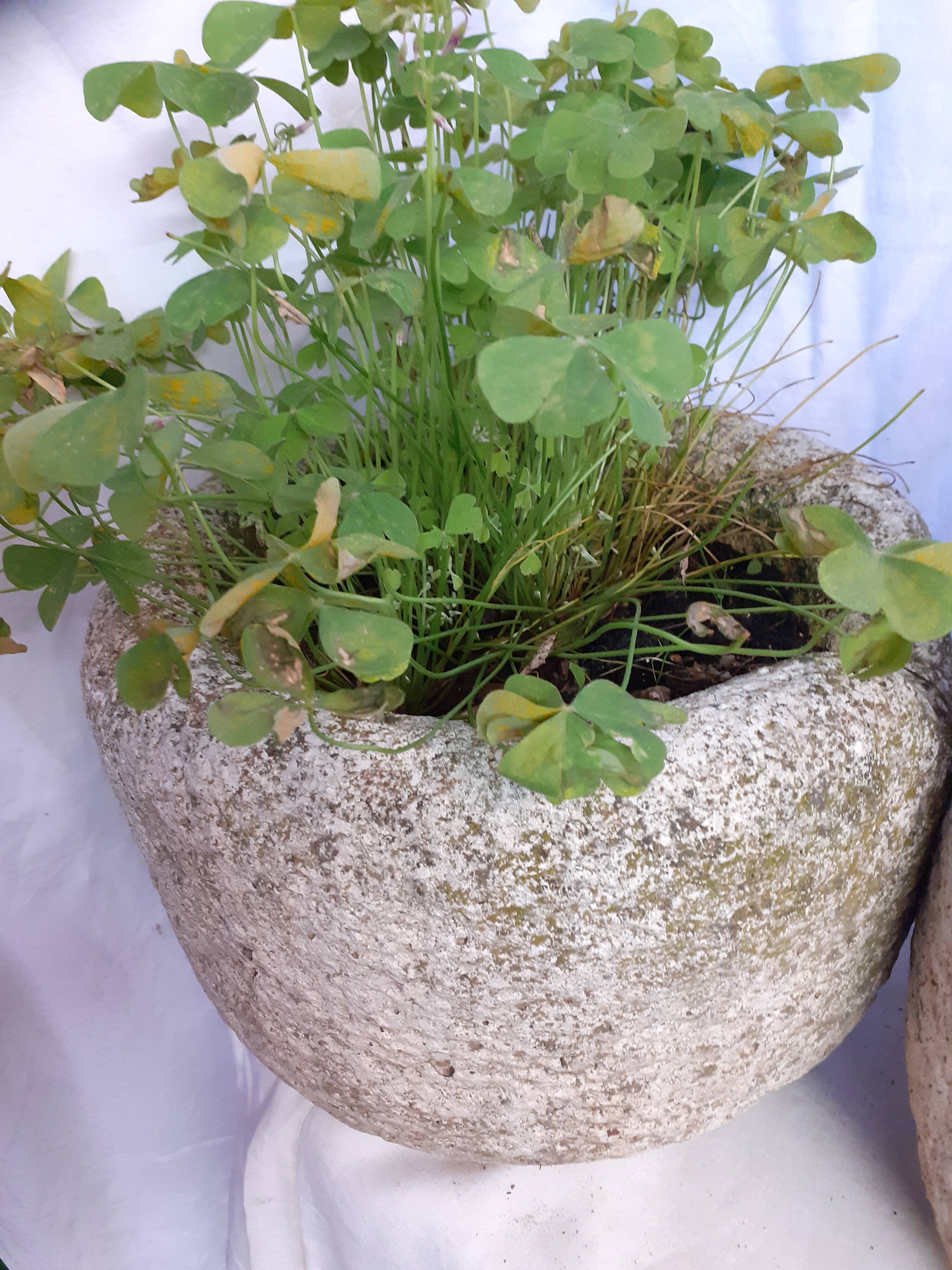 Set of 2 round stone pot
