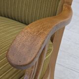 1970s, Scandinavian armchair, cotton/wool fabric, solid oak wood.