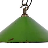 Industrial British Green Enamel Factory Pendant Lamp, 1950s