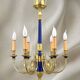 Solid Bronze Lustre Directoire Style in Gold & Royal Blue with Six Candles