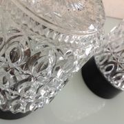 Paire de plafonniers cylindriques  en verre structuré / vintage années 60-70