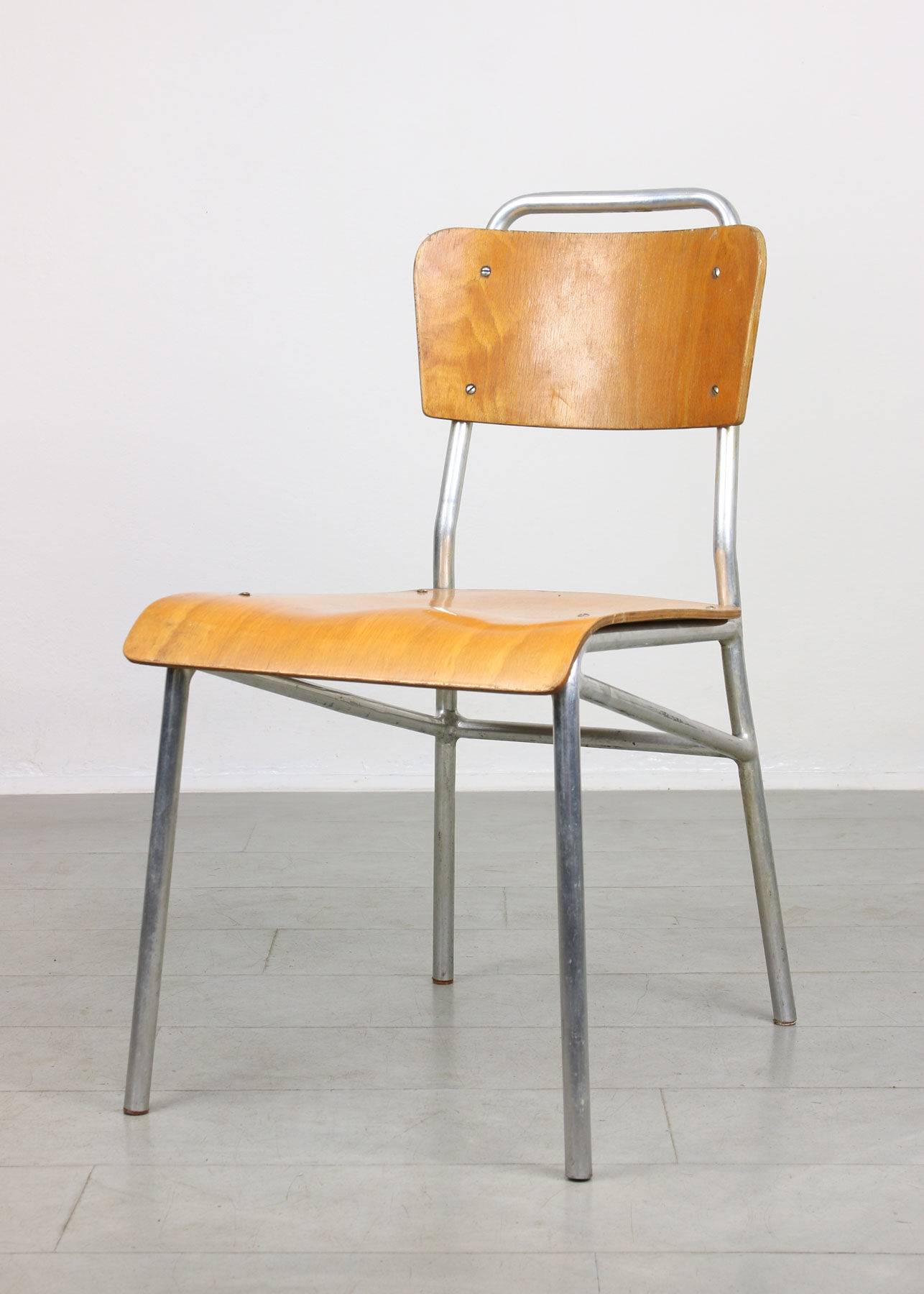 Mid-century Plywood Aluminum Chair, set of 2