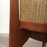 Mid-century tripod rocket floor lamp in teak, 1960s.
