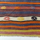 Tapis bohème multicolor en laine, charme artisanal d’Anatolie, 138x226Cm