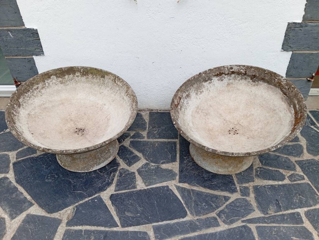 Paire de jardinières vasques années 50 fibrociment