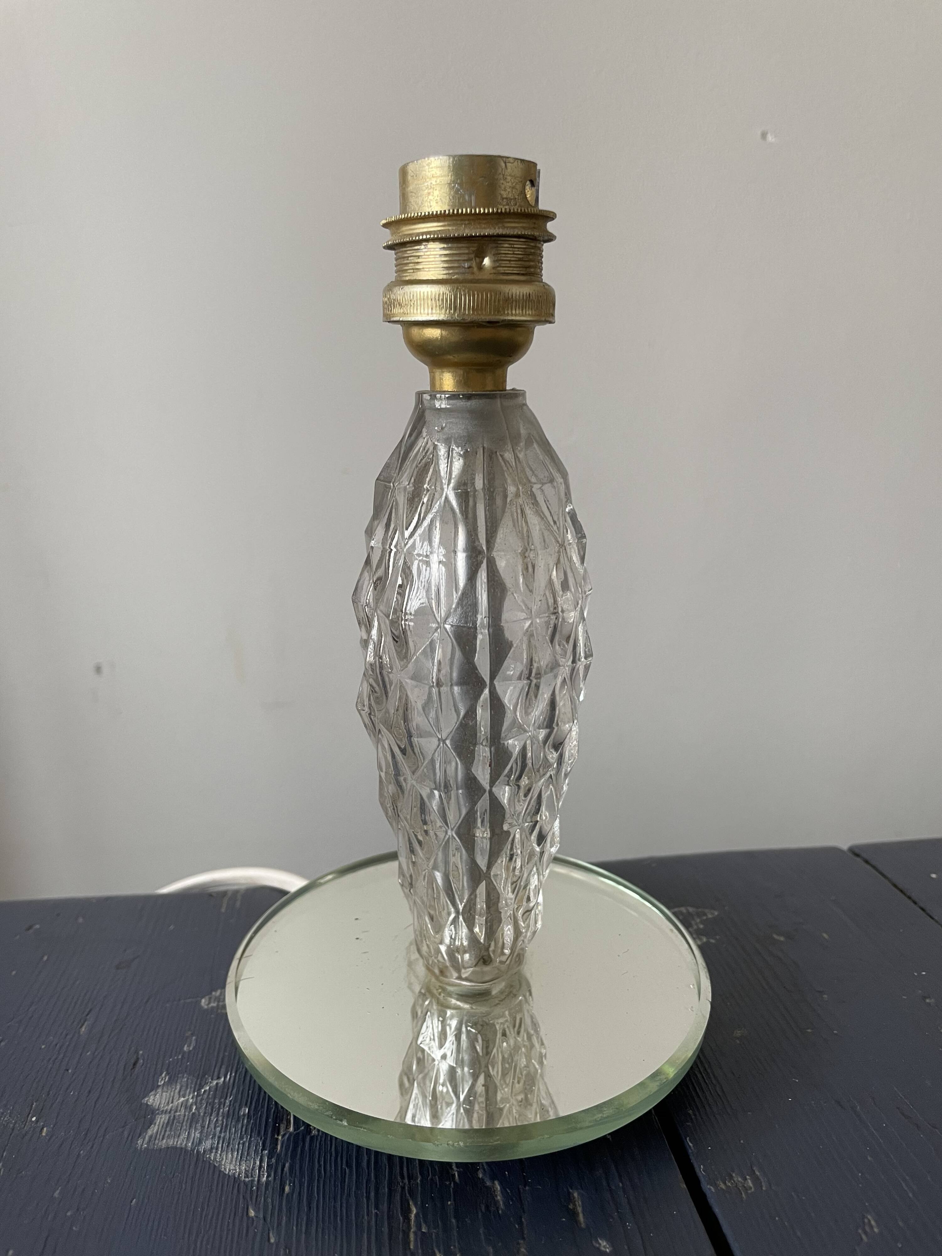 Old glass and mirror table lamp from the 1930s