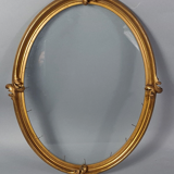 Old oval frame and glass foliage 40x30 cm wood stucco gilding gold leaf SB