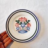 Lot de 6 Assiettes Apéritives Rustiques en Porcelaine HBCM Mulhouse Motif Printemps avec bord relevé