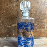 Old bottle bottle glass mold decoration blue sheet & gold + vintage cap