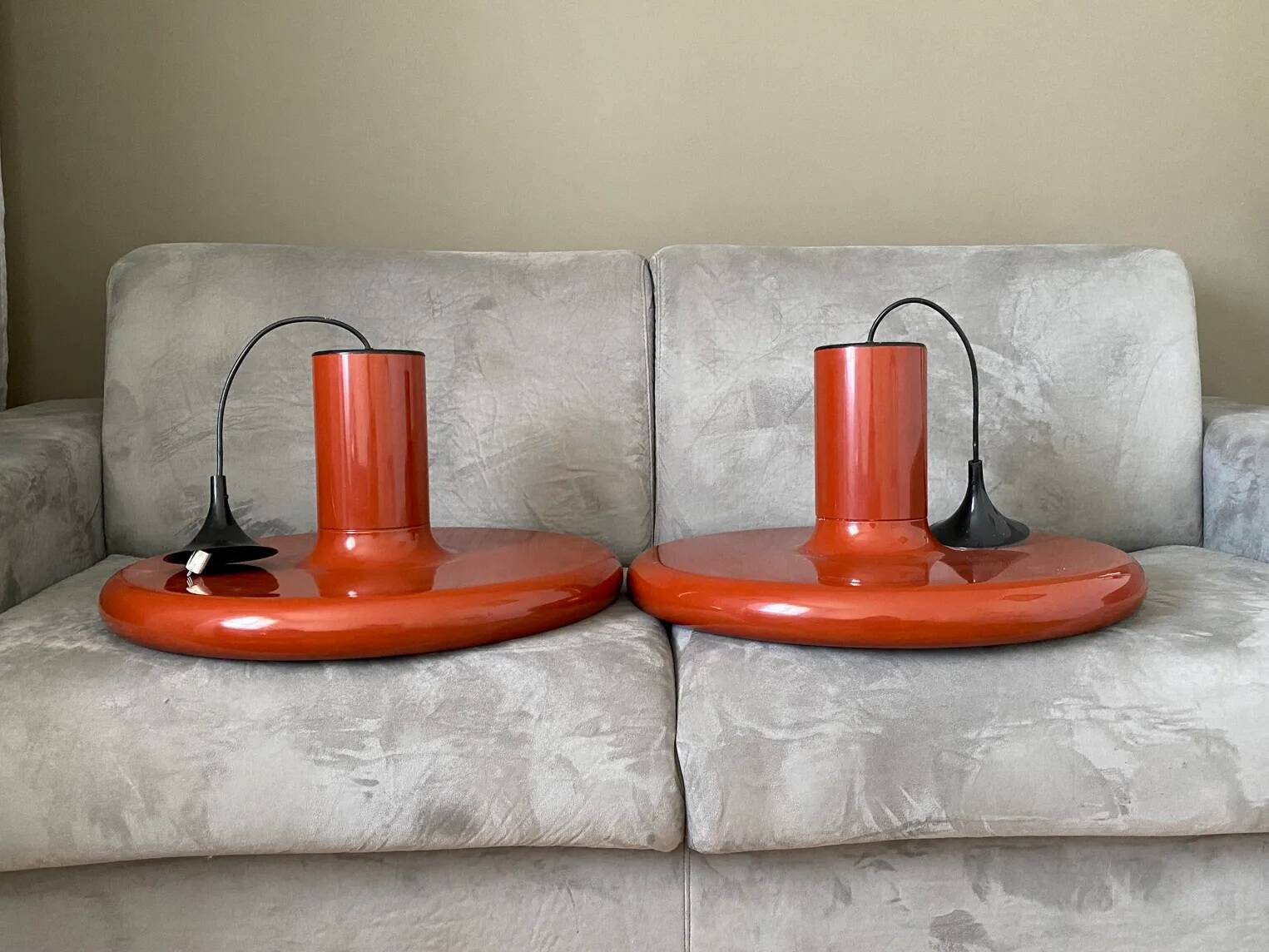 Set of 2 Pendolita pendants by Lita in XXL version. 1970. 60cm.