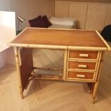 Wood and rattan desk