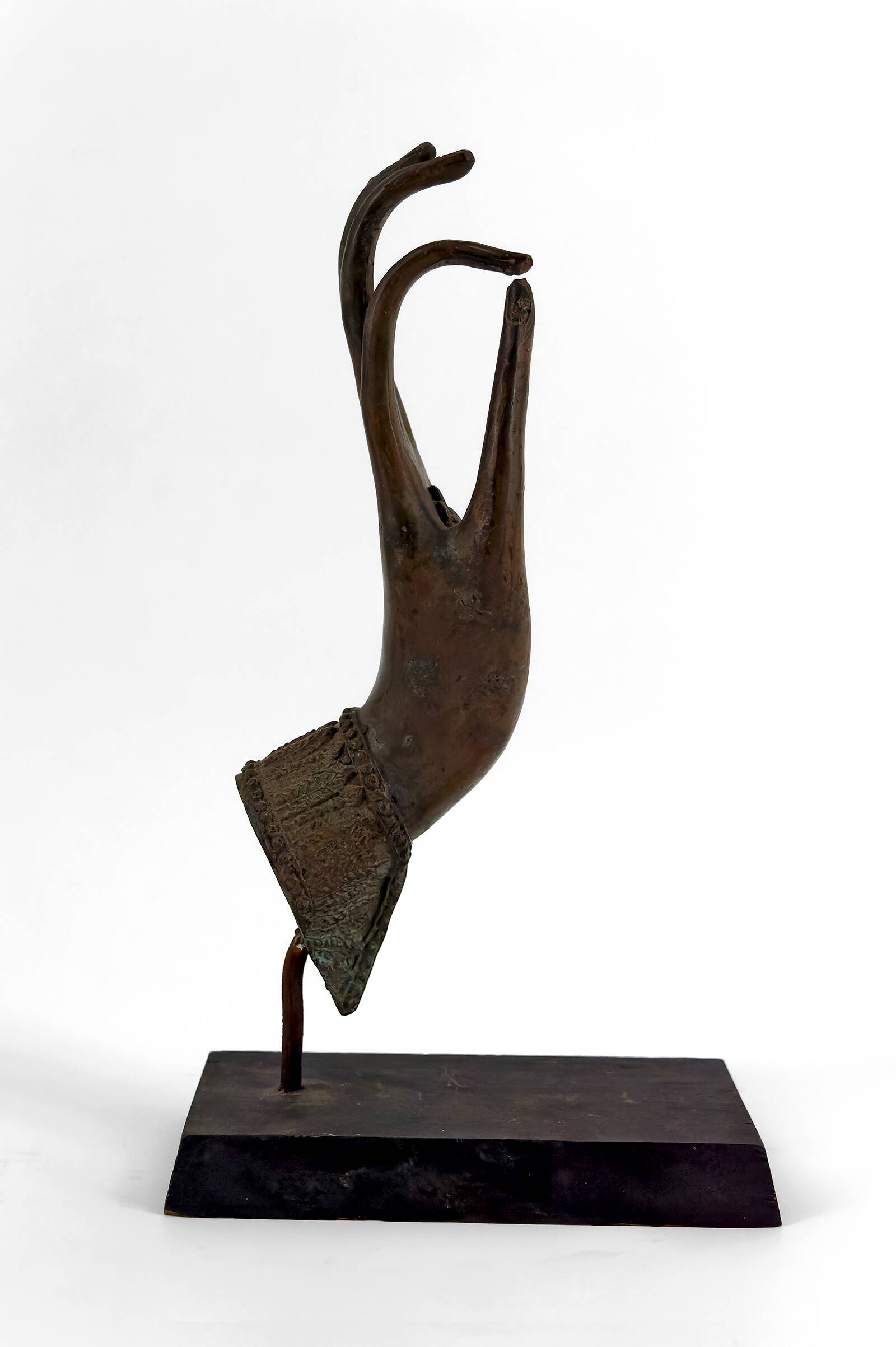 Patinated Bronze Buddha Hand, mounted on a Base, Thailand, 20th Century