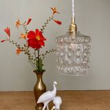 Vintage globe pendant light in transparent molded glass