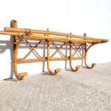 Rattan wall coat rack 1960